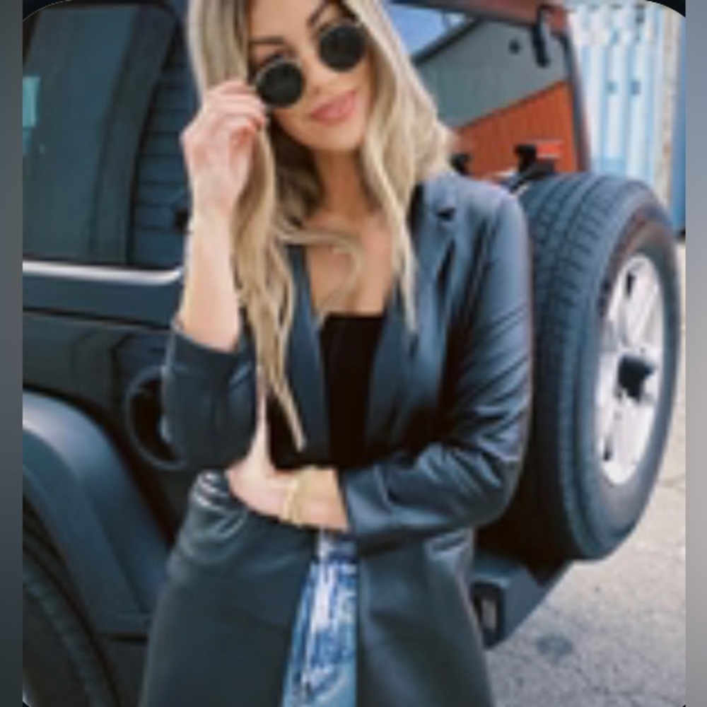 Gravity Vegan leather boyfriend blazer! Dressed in Lala